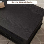 Tavolino da salotto rustico in stile rustico con cassetti, Tavolino da caffè da 120 cm color noce con ripiano aperto, 6 gambe di supporto