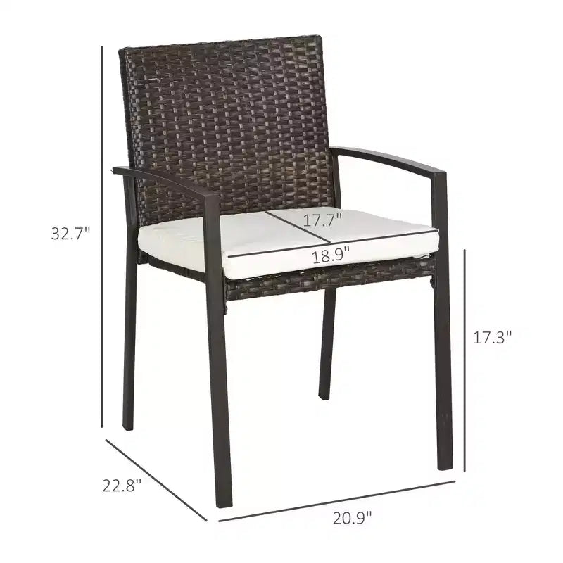 Set di sedie da pranzo da esterno in PE Rattan con cuscino, 2 sedie da pranzo in vimini per patio con schienale
