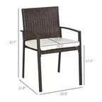 Set di sedie da pranzo da esterno in PE Rattan con cuscino, 2 sedie da pranzo in vimini per patio con schienale