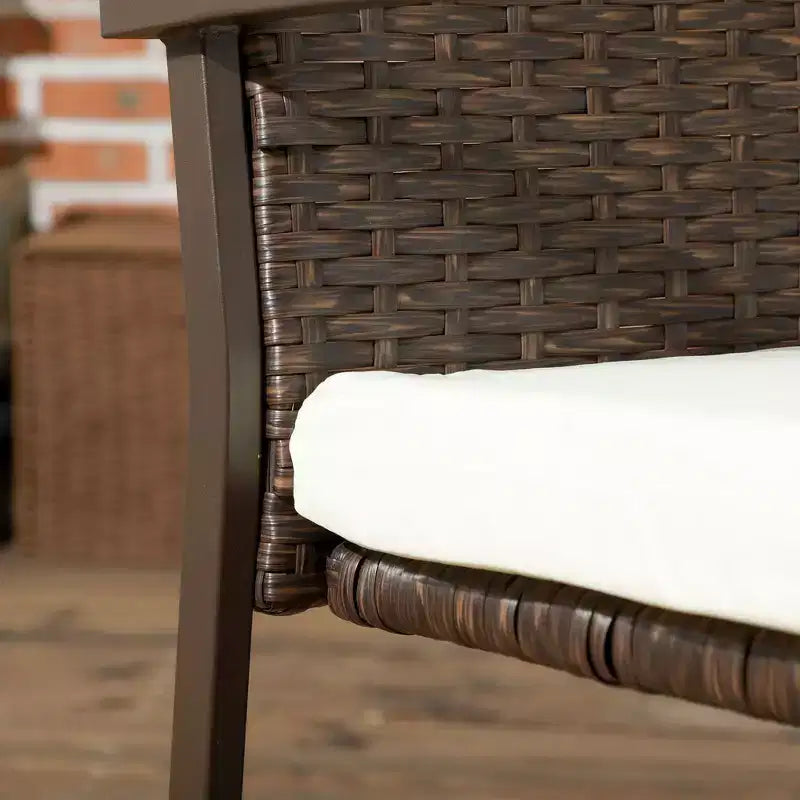 Set di sedie da pranzo da esterno in PE Rattan con cuscino, 2 sedie da pranzo in vimini per patio con schienale