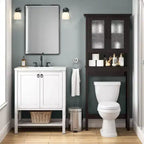 Mobiletto da bagno salvaspazio sopra il WC, organizer da bagno con ante in vetro e ripiano regolabile, struttura spessa, colore espresso