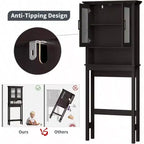 Mobiletto da bagno salvaspazio sopra il WC, organizer da bagno con ante in vetro e ripiano regolabile, struttura spessa, colore espresso