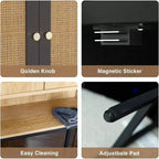 Mobiletto portaoggetti per WC in rattan, armadietto in legno sopra lo scaffale con supporto in metallo, organizer per bagno, ripiano regolabile, autoportante alto