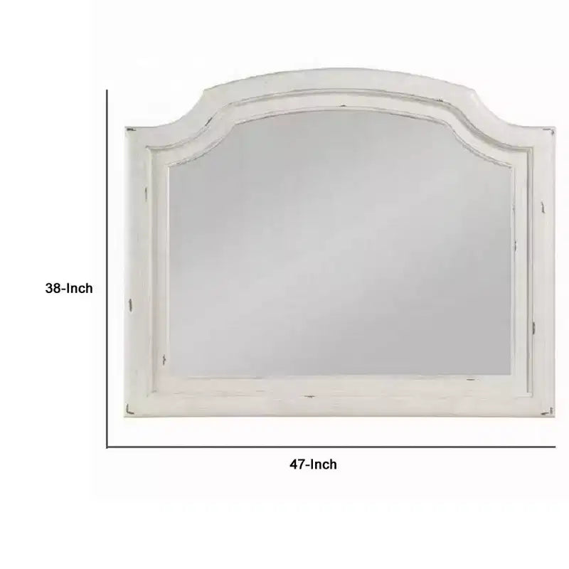 Specchio da comò Royal Hampton da parete, vetro bisellato, 38x47, bianco slavato rustico