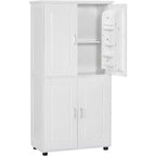 Mobiletto da bagno alto e largo, salvaspazio, con 4 ante, ripiani regolabili, colore bianco