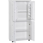 Mobiletto da bagno alto e largo, salvaspazio, con 4 ante, ripiani regolabili, colore bianco