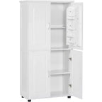 Mobiletto da bagno alto e largo, salvaspazio, con 4 ante, ripiani regolabili, colore bianco