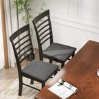 Set di 2 sedie da pranzo in legno, sedie da cucina imbottite in stile rustico con struttura in legno di gomma