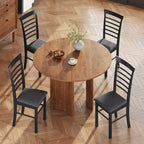 Set di 2 sedie da pranzo in legno, sedie da cucina imbottite in stile rustico con struttura in legno di gomma