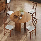 Set di 2 sedie da pranzo in legno, sedie da cucina imbottite in stile rustico con struttura in legno di gomma