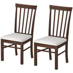 Set di 2 sedie da pranzo in legno, sedie da cucina imbottite in stile rustico con struttura in legno di gomma