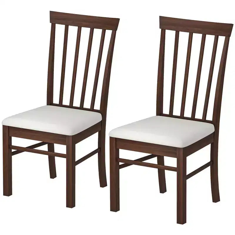 Set di 2 sedie da pranzo in legno, sedie da cucina imbottite in stile rustico con struttura in legno di gomma