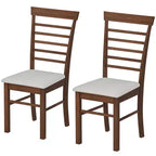 Set di 2 sedie da pranzo in legno, sedie da cucina imbottite in stile rustico con struttura in legno di gomma