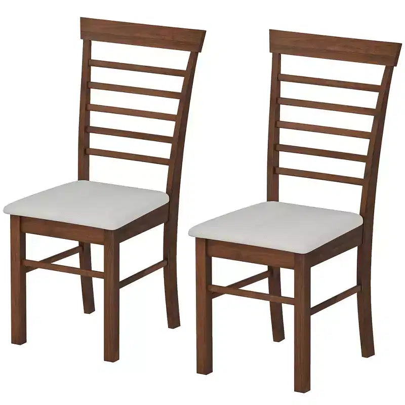 Set di 2 sedie da pranzo in legno, sedie da cucina imbottite in stile rustico con struttura in legno di gomma