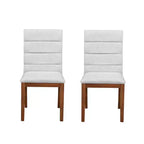 Homy Casa Set di 2 sedie da pranzo imbottite con struttura in legno massiccio e schienale imbottito, noce e grigio chiaro