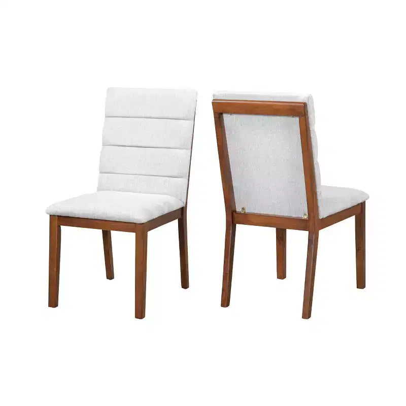Homy Casa Set di 2 sedie da pranzo imbottite con struttura in legno massiccio e schienale imbottito, noce e grigio chiaro