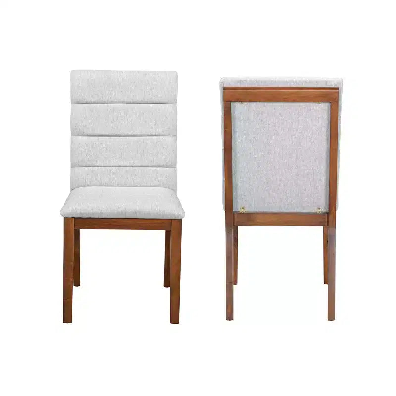 Homy Casa Set di 2 sedie da pranzo imbottite con struttura in legno massiccio e schienale imbottito, noce e grigio chiaro