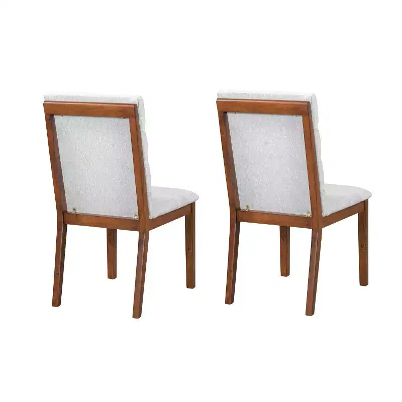 Homy Casa Set di 2 sedie da pranzo imbottite con struttura in legno massiccio e schienale imbottito, noce e grigio chiaro