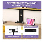 Mobili Porta TV Scanalati con Supporto, Mobile TV LED per TV da 75 Pollici, Porta TV Curvo con Prese di Corrente e Luce LED per Soggiorno, Rovere Naturale