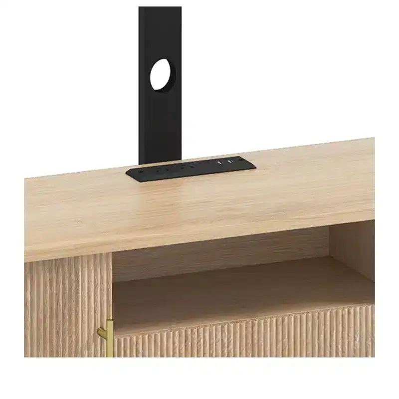 Mobili Porta TV Scanalati con Supporto, Mobile TV LED per TV da 75 Pollici, Porta TV Curvo con Prese di Corrente e Luce LED per Soggiorno, Rovere Naturale