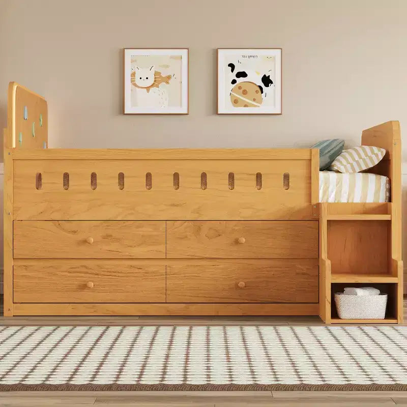 Letto matrimoniale Whisen in legno con cassetti contenitori e struttura inclusa