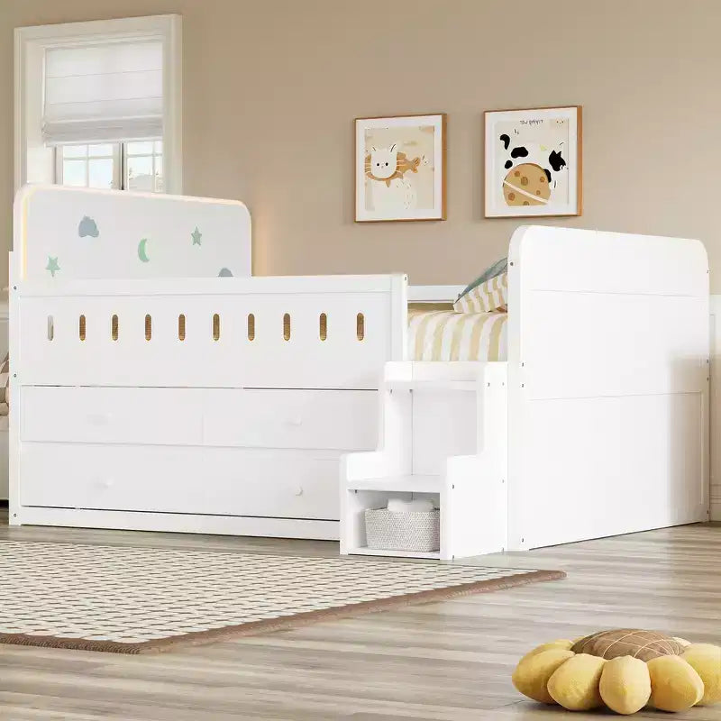 Letto matrimoniale Whisen in legno con cassetti contenitori e struttura inclusa