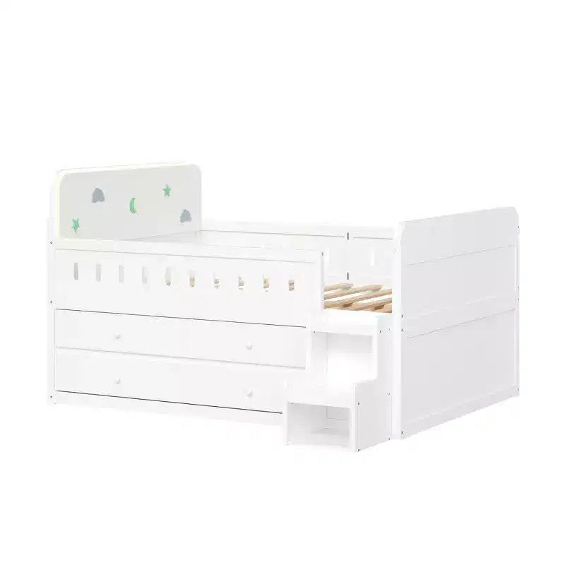 Letto matrimoniale Whisen in legno con cassetti contenitori e struttura inclusa