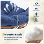 Sedia a Dondolo Oversize con Poggiapiedi, Poltrona Relax Imbottita con Telaio in Metallo, Sedia Reclinabile per Patio, Cortile, Camera da Letto, Giardino