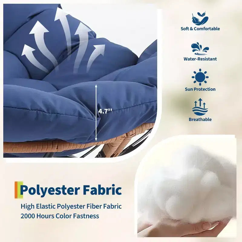 Sedia a Dondolo Oversize con Poggiapiedi, Poltrona Relax Imbottita con Telaio in Metallo, Sedia Reclinabile per Patio, Cortile, Camera da Letto, Giardino