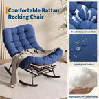 Sedia a Dondolo Oversize con Poggiapiedi, Poltrona Relax Imbottita con Telaio in Metallo, Sedia Reclinabile per Patio, Cortile, Camera da Letto, Giardino