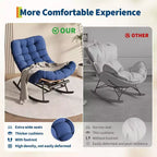 Sedia a Dondolo Oversize con Poggiapiedi, Poltrona Relax Imbottita con Telaio in Metallo, Sedia Reclinabile per Patio, Cortile, Camera da Letto, Giardino