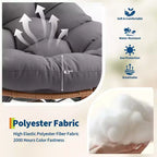 Sedia a Dondolo Oversize con Poggiapiedi, Poltrona Relax Imbottita con Telaio in Metallo, Sedia Reclinabile per Patio, Cortile, Camera da Letto, Giardino