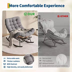 Sedia a Dondolo Oversize con Poggiapiedi, Poltrona Relax Imbottita con Telaio in Metallo, Sedia Reclinabile per Patio, Cortile, Camera da Letto, Giardino