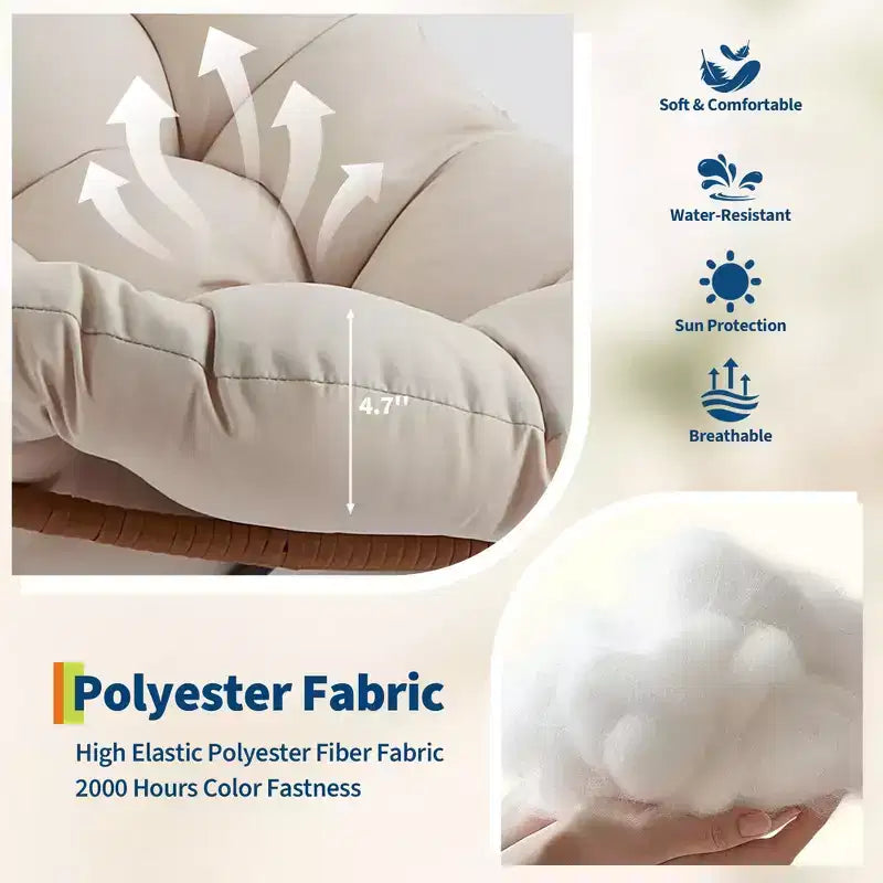 Sedia a Dondolo Oversize con Poggiapiedi, Poltrona Relax Imbottita con Telaio in Metallo, Sedia Reclinabile per Patio, Cortile, Camera da Letto, Giardino