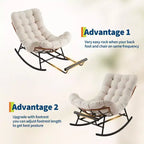 Sedia a Dondolo Oversize con Poggiapiedi, Poltrona Relax Imbottita con Telaio in Metallo, Sedia Reclinabile per Patio, Cortile, Camera da Letto, Giardino