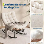 Sedia a Dondolo Oversize con Poggiapiedi, Poltrona Relax Imbottita con Telaio in Metallo, Sedia Reclinabile per Patio, Cortile, Camera da Letto, Giardino