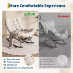 Sedia a Dondolo Oversize con Poggiapiedi, Poltrona Relax Imbottita con Telaio in Metallo, Sedia Reclinabile per Patio, Cortile, Camera da Letto, Giardino