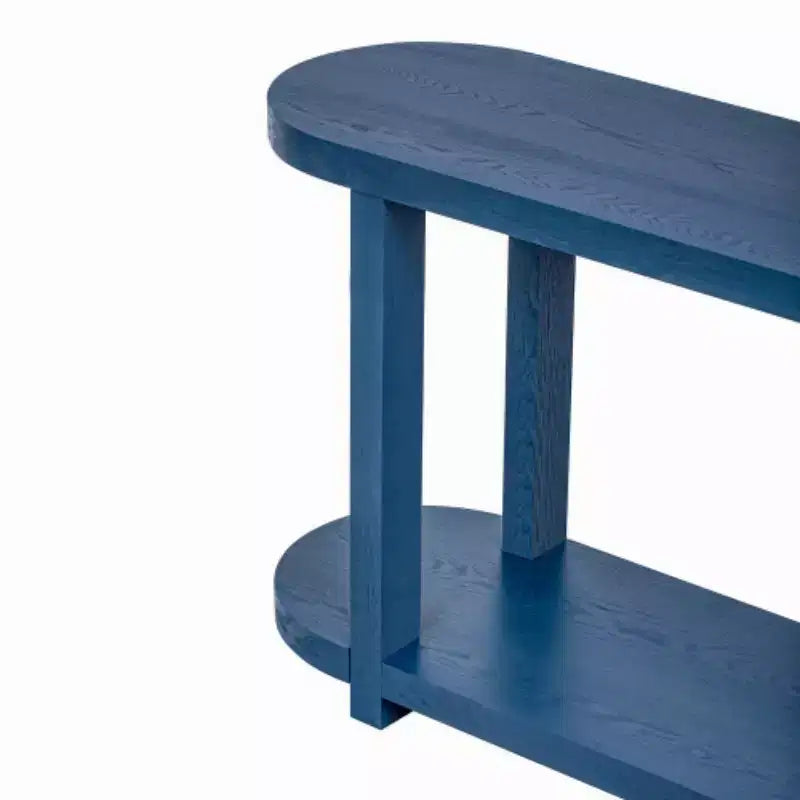 Console moderna in impiallacciatura di frassino, Tavolo da ingresso minimalista con ripiano inferiore per corridoio, soggiorno o ingresso - Panipeachy