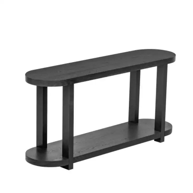 Console moderna in impiallacciatura di frassino, Tavolo da ingresso minimalista con ripiano inferiore per corridoio, soggiorno o ingresso - Panipeachy