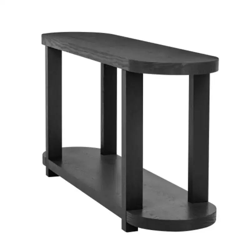 Console moderna in impiallacciatura di frassino, Tavolo da ingresso minimalista con ripiano inferiore per corridoio, soggiorno o ingresso - Panipeachy