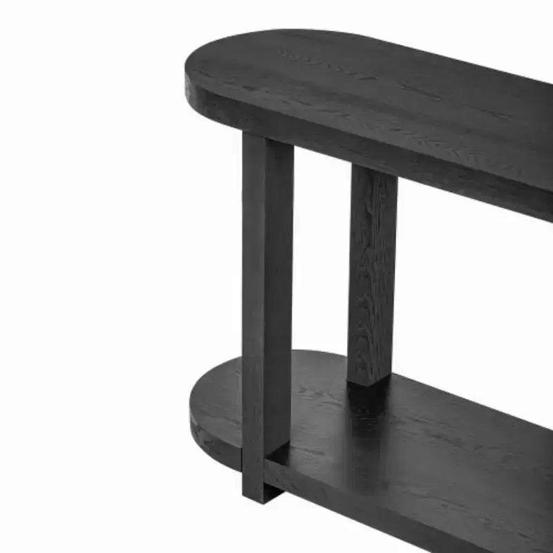 Console moderna in impiallacciatura di frassino, Tavolo da ingresso minimalista con ripiano inferiore per corridoio, soggiorno o ingresso - Panipeachy