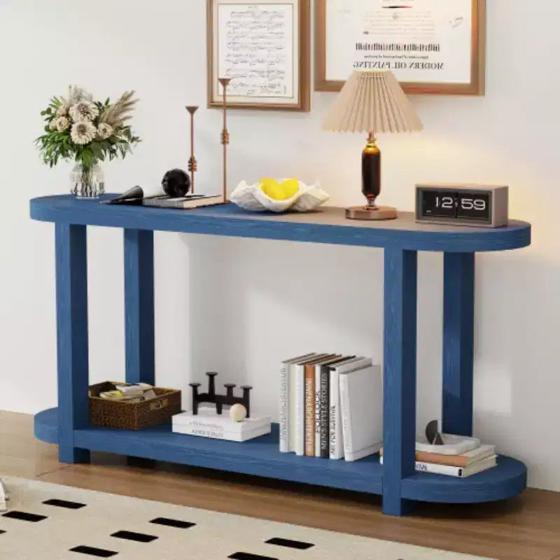 Console moderna in impiallacciatura di frassino, Tavolo da ingresso minimalista con ripiano inferiore per corridoio, soggiorno o ingresso - Panipeachy