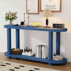 Console moderna in impiallacciatura di frassino, Tavolo da ingresso minimalista con ripiano inferiore per corridoio, soggiorno o ingresso - Panipeachy