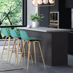 Sgabelli da bancone Okak Bentwood (set da 2), sgabelli da bar classici Harvard con struttura in legno curvato, sedute senza tempo per isola cucina