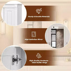 MAYEERTY Mobiletto da parete per bagno con specchio, armadietto dei medicinali da parete con 4 ripiani e ante a specchio, bianco