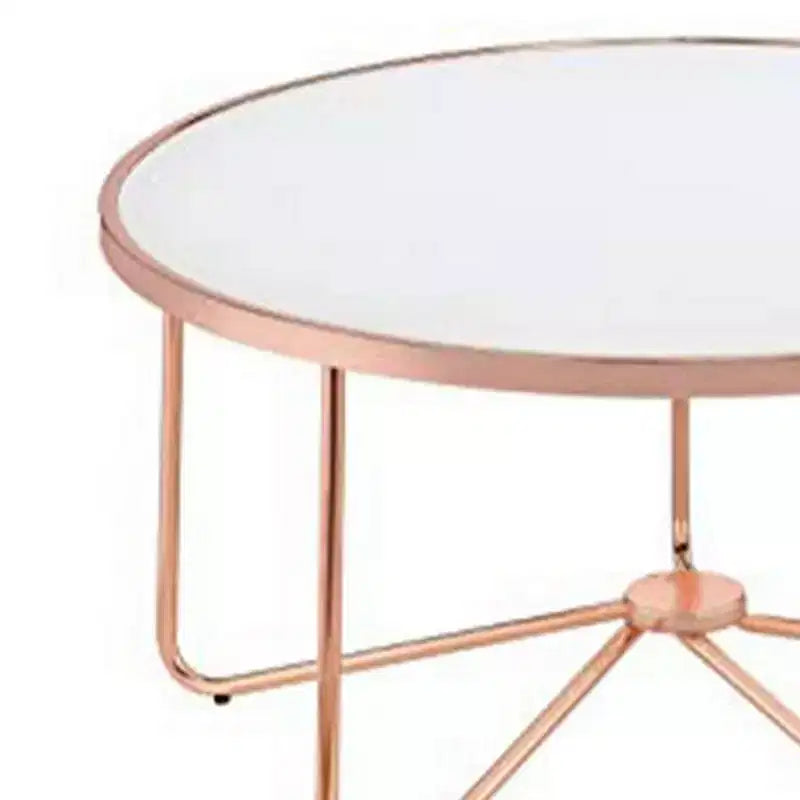 Tavolino Royal Hampton, Vetro Satinato e Oro Rosa