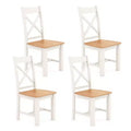 Costway Modern Wooden Dining Chairs Set of 4 w/ High Back Rubber Wood Frame Armless