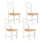Costway Modern Wooden Dining Chairs Set of 4 w/ High Back Rubber Wood Frame Armless