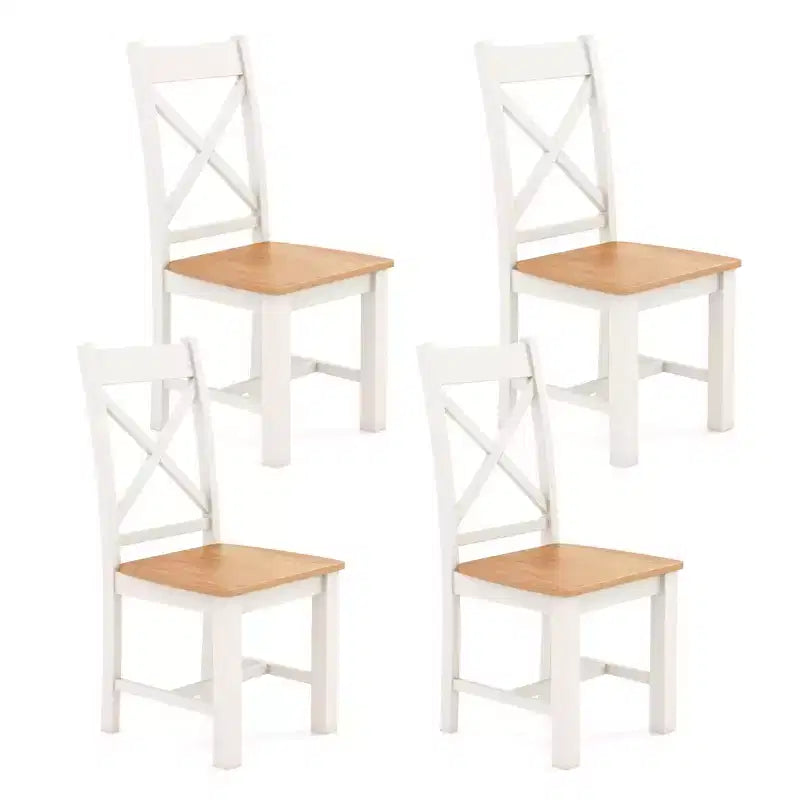 Costway Modern Wooden Dining Chairs Set of 4 w/ High Back Rubber Wood Frame Armless