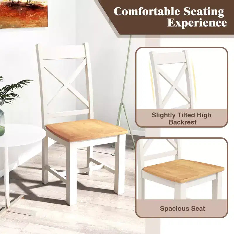 Costway Sedie da Pranzo Moderne in Legno Set da 4 con Schienale Alto e Struttura in Legno di Caucciù Senza Braccioli